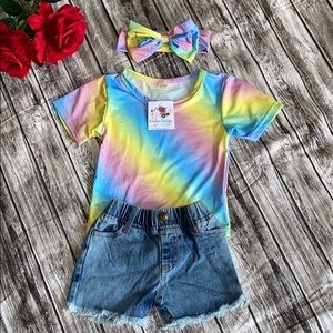 Little girls Rainbow 3pc outfit!